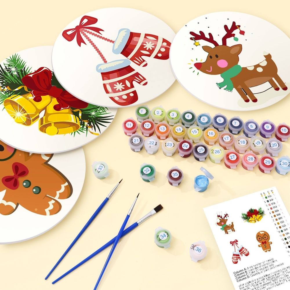 Paint by numbers 8" Placemats (4 pieces) - Christmas Theme 1
