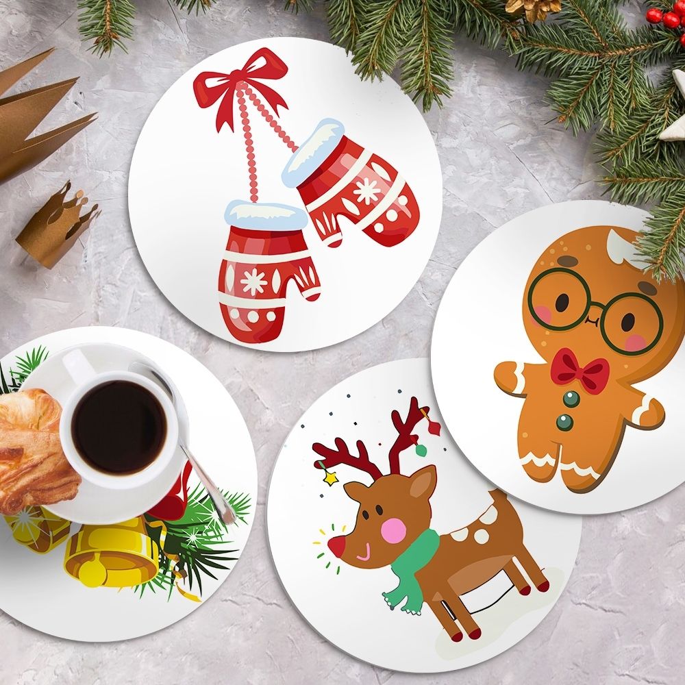 Paint by numbers 8" Placemats (4 pieces) - Christmas Theme 1