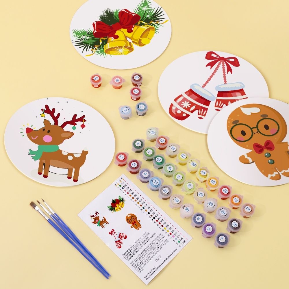 Paint by numbers 8" Placemats (4 pieces) - Christmas Theme 1