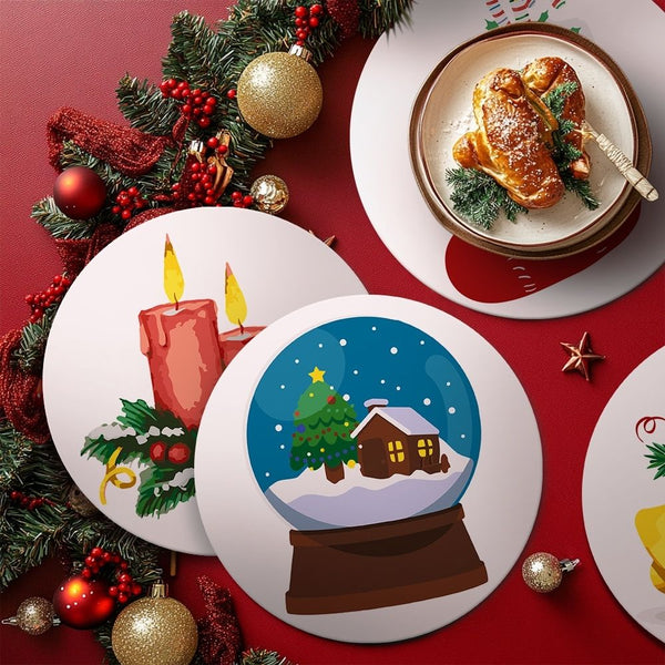 Paint by numbers 8" Placemats (4 pieces) - Christmas Theme 2