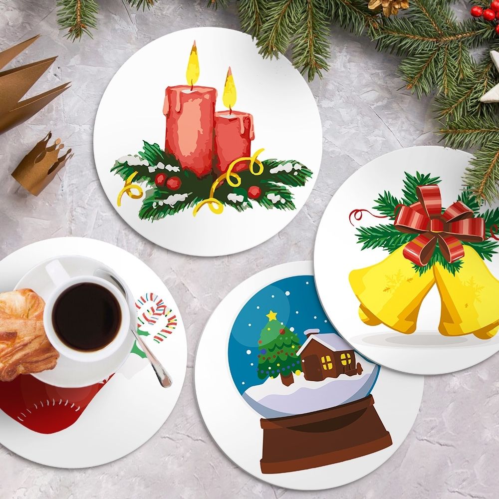 Paint by numbers 8" Placemats (4 pieces) - Christmas Theme 2