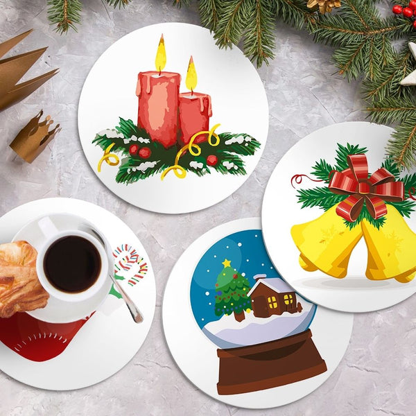 Paint by numbers 8" Placemats (4 pieces) - Christmas Theme 2