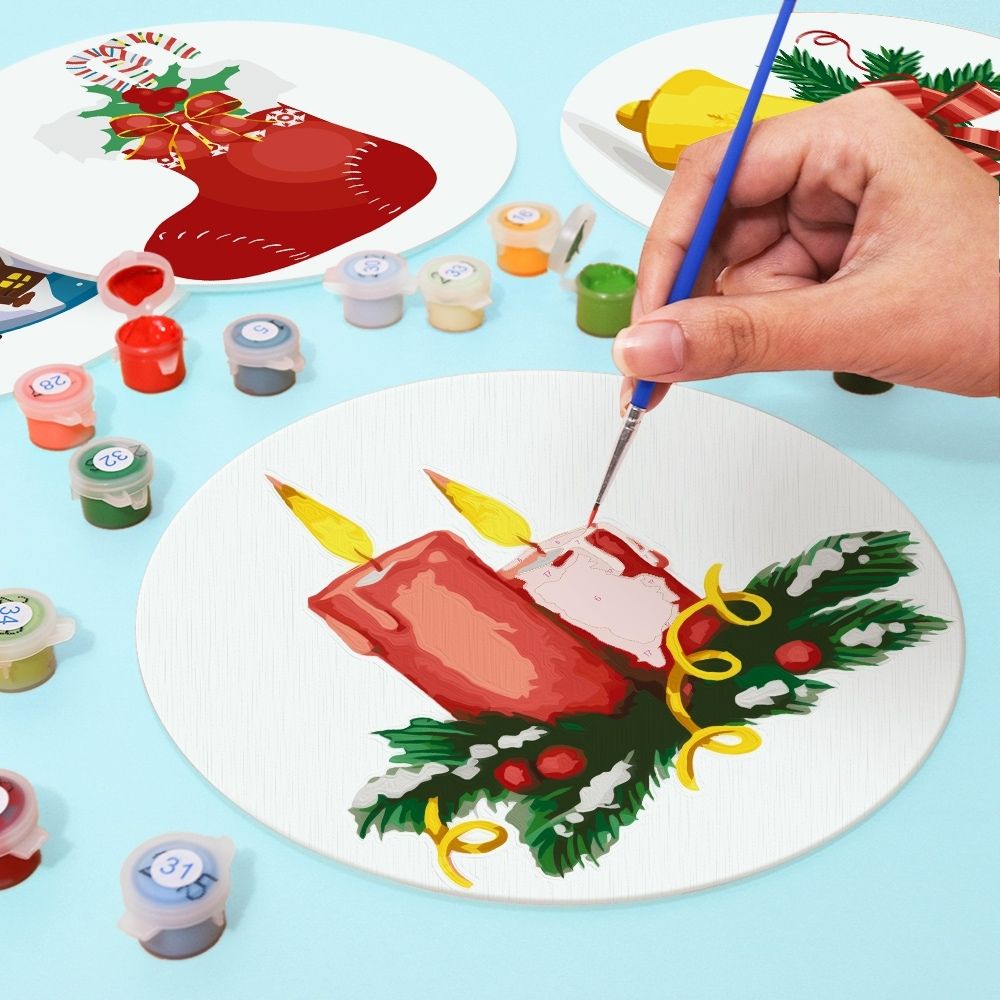 Paint by numbers 8" Placemats (4 pieces) - Christmas Theme 2