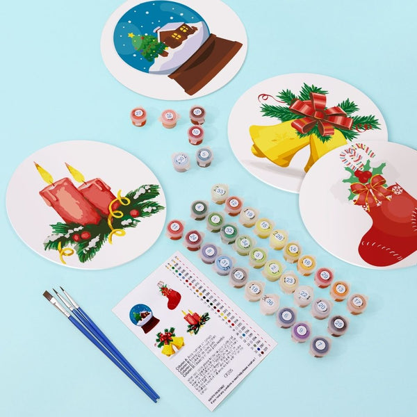 Paint by numbers 8" Placemats (4 pieces) - Christmas Theme 2