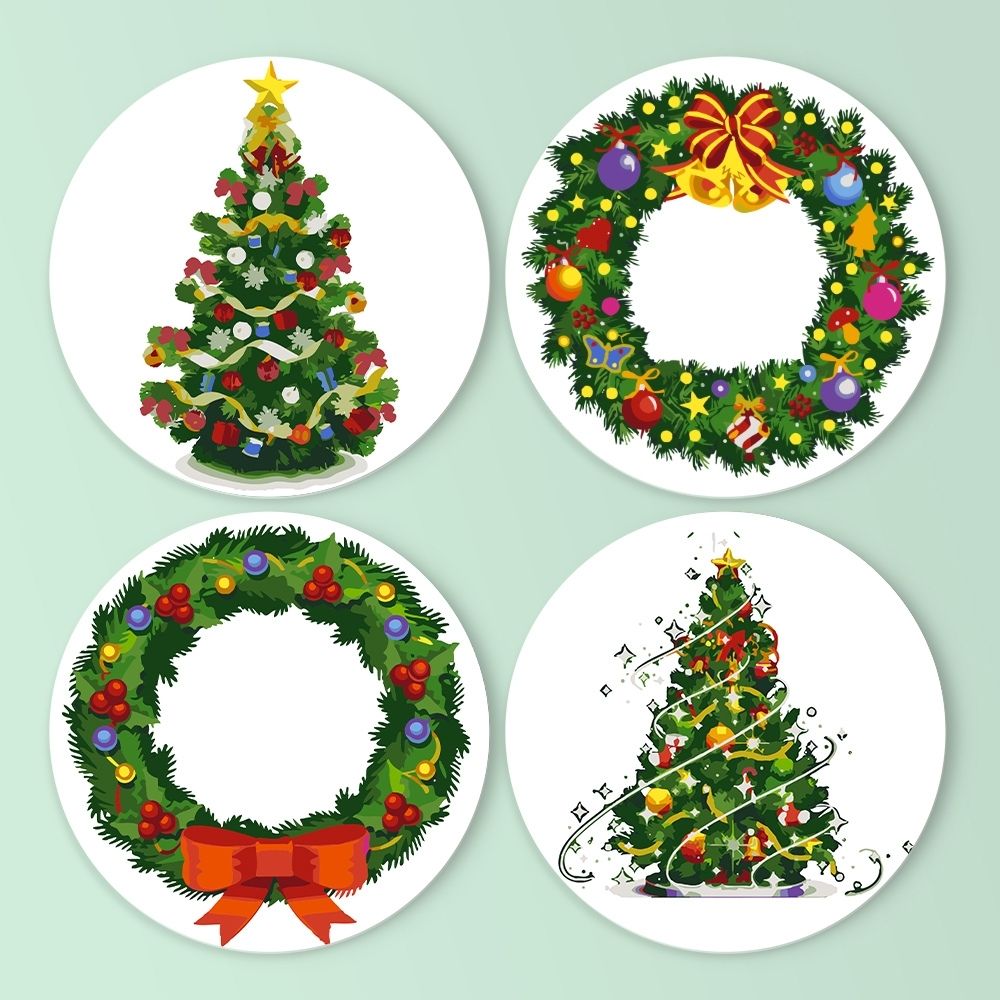 Paint by numbers 8" Placemats (4 pieces) - Christmas Wreath Figured'Art