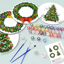 Load image into Gallery viewer, Paint by numbers 8" Placemats (4 pieces) - Christmas Wreath