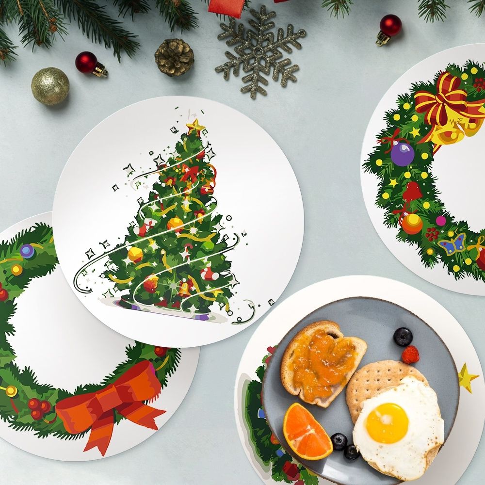 Paint by numbers 8" Placemats (4 pieces) - Christmas Wreath