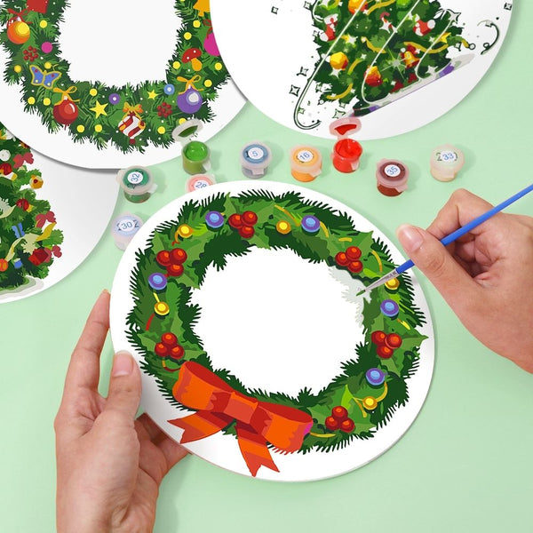 Paint by numbers 8" Placemats (4 pieces) - Christmas Wreath