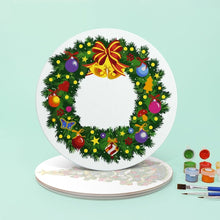 Load image into Gallery viewer, Paint by numbers 8" Placemats (4 pieces) - Christmas Wreath