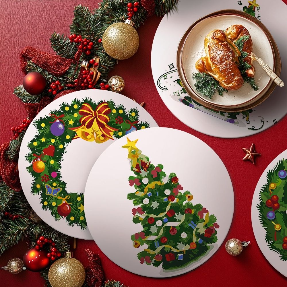 Paint by numbers 8" Placemats (4 pieces) - Christmas Wreath