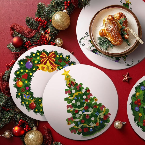Paint by numbers 8" Placemats (4 pieces) - Christmas Wreath