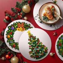 Load image into Gallery viewer, Paint by numbers 8" Placemats (4 pieces) - Christmas Wreath