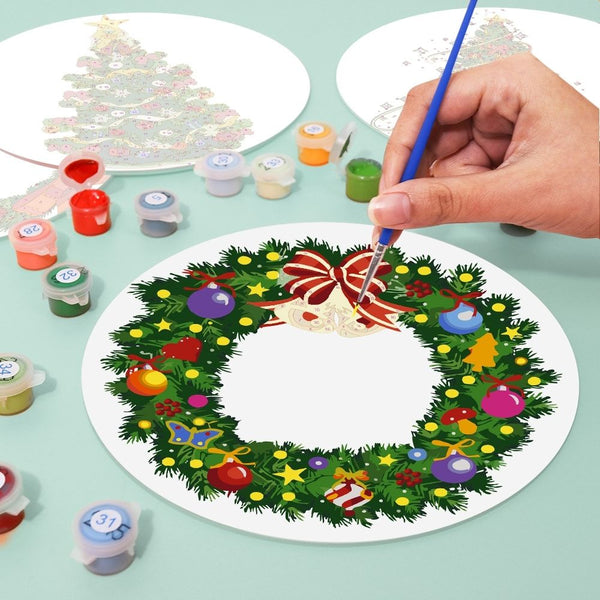 Paint by numbers 8" Placemats (4 pieces) - Christmas Wreath