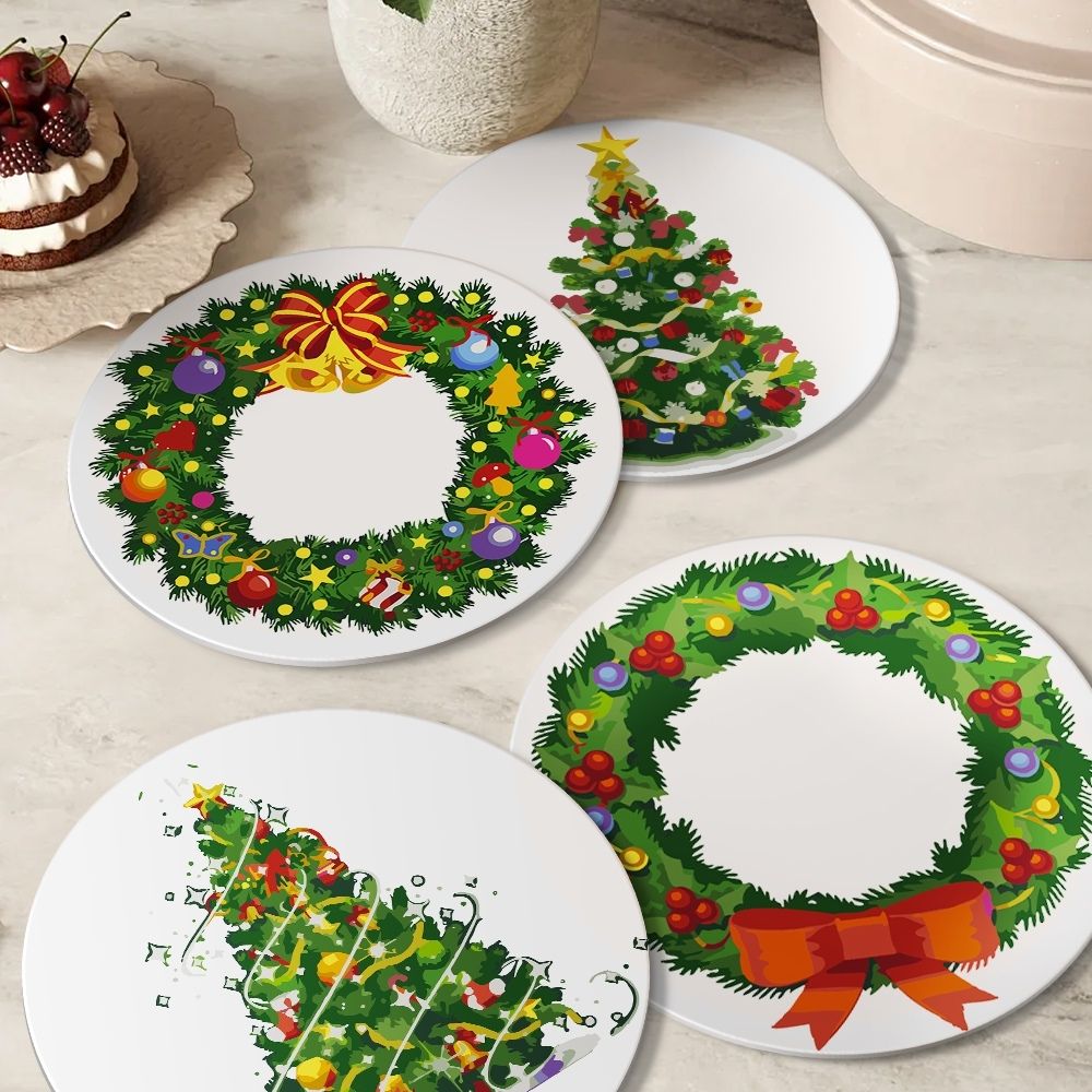 Paint by numbers 8" Placemats (4 pieces) - Christmas Wreath
