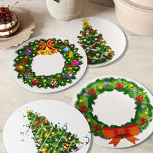 Load image into Gallery viewer, Paint by numbers 8" Placemats (4 pieces) - Christmas Wreath