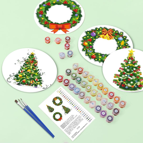 Paint by numbers 8" Placemats (4 pieces) - Christmas Wreath