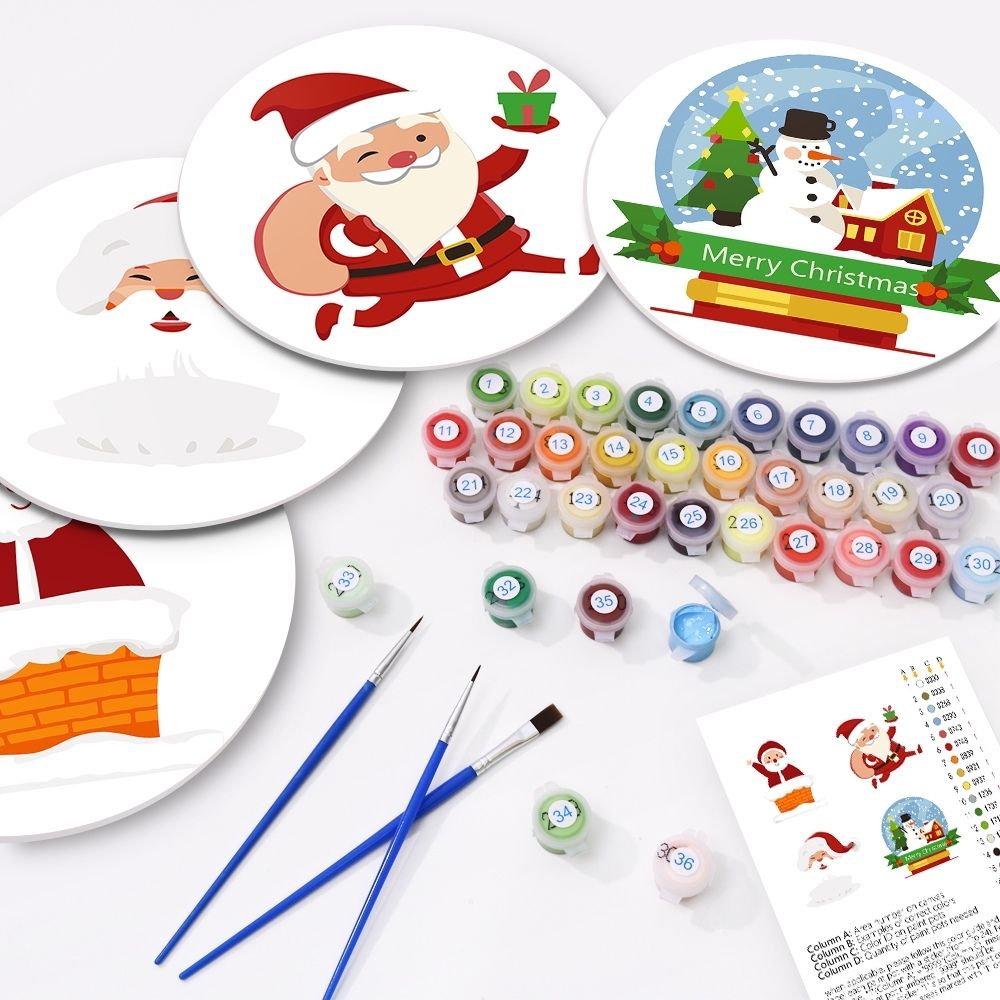 Paint by numbers 8" Placemats (4 pieces) - Santa Claus