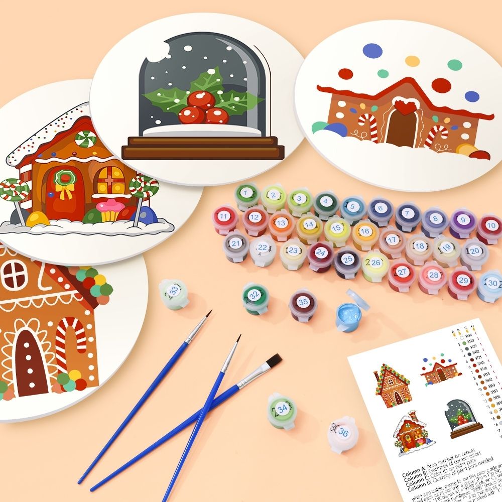 Paint by numbers 8" Placemats (4 pieces) - Gingerbread House