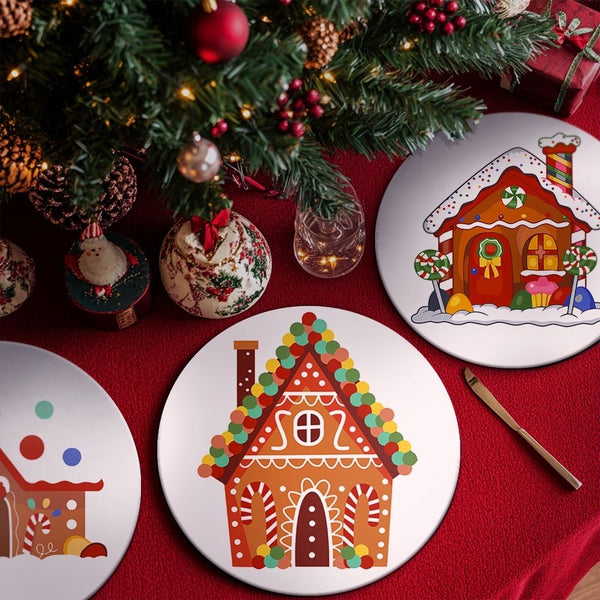 Paint by numbers 8" Placemats (4 pieces) - Gingerbread House