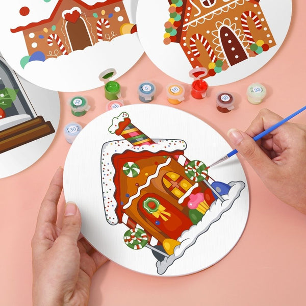 Paint by numbers 8" Placemats (4 pieces) - Gingerbread House