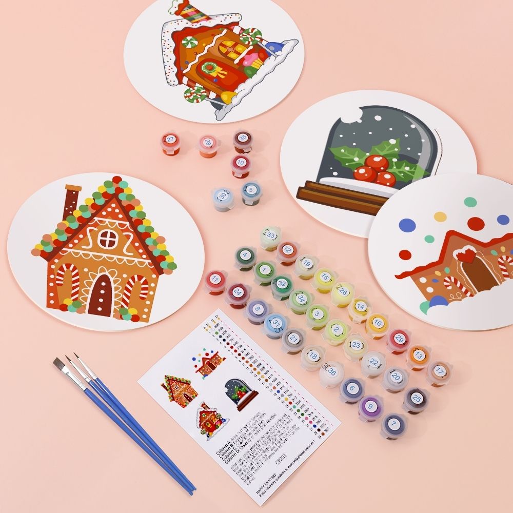 Paint by numbers 8" Placemats (4 pieces) - Gingerbread House