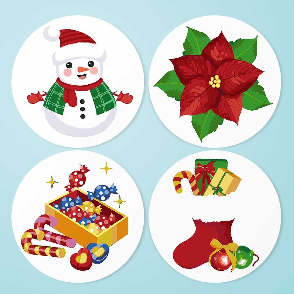 Paint by numbers 8" Placemats (4 pieces) - Snowman Figured'Art