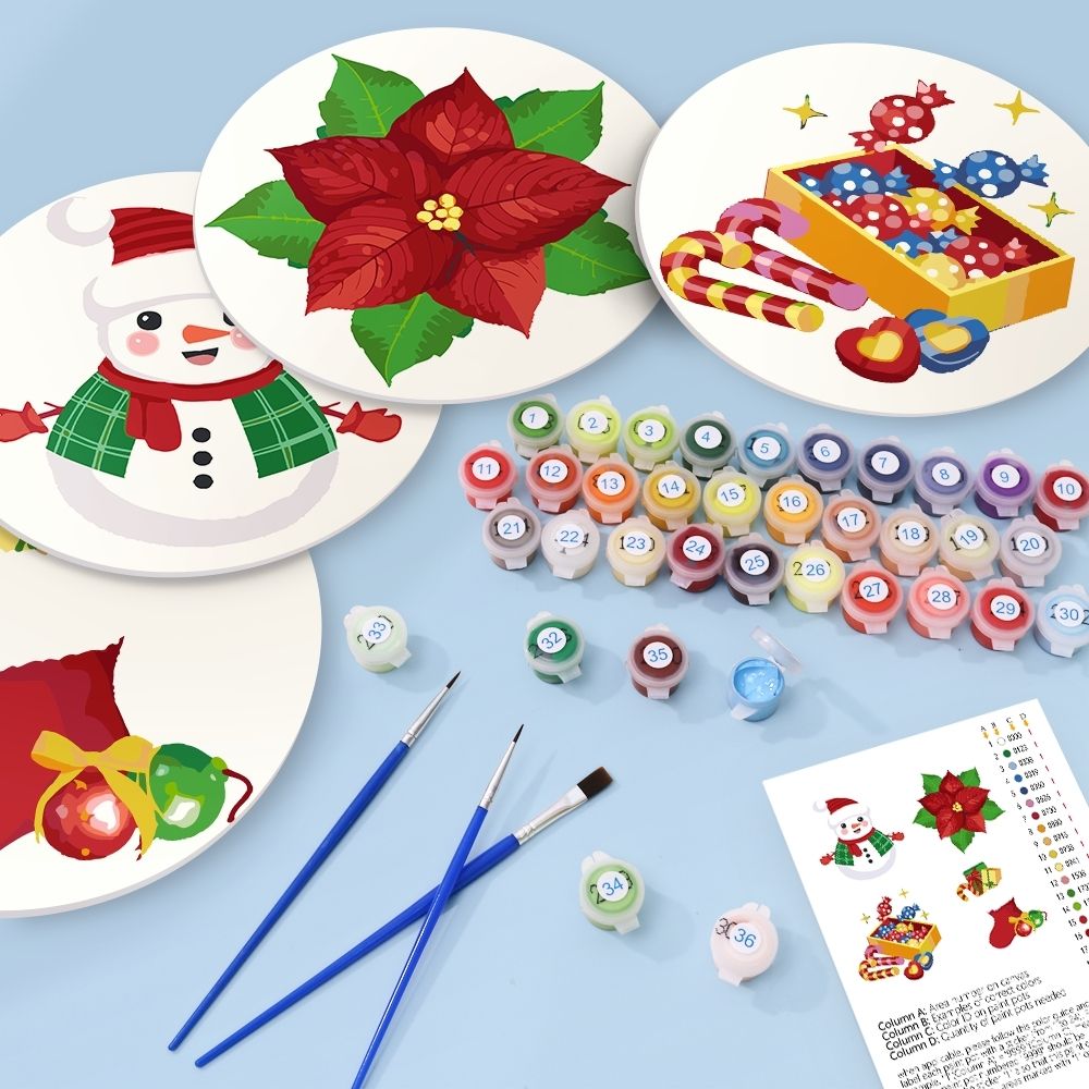 Paint by numbers 8" Placemats (4 pieces) - Snowman