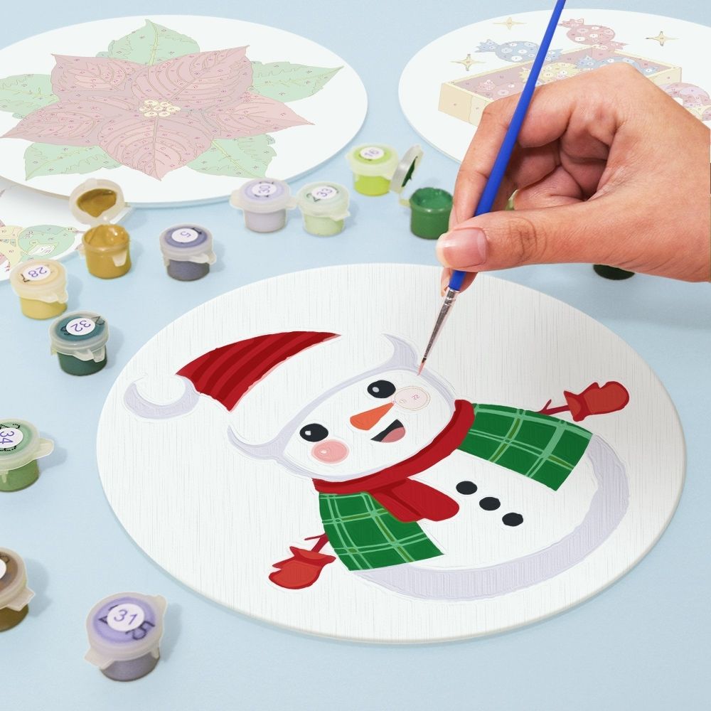 Paint by numbers 8" Placemats (4 pieces) - Snowman