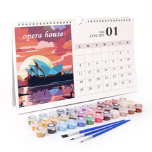 Load image into Gallery viewer, Paint by Numbers Calendar 2026 - Famous Landmarks Figured'Art