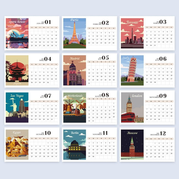 Paint by Numbers Calendar 2026 - Famous Landmarks
