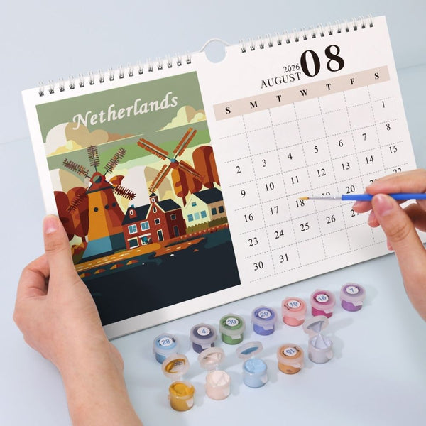 Paint by Numbers Calendar 2026 - Famous Landmarks