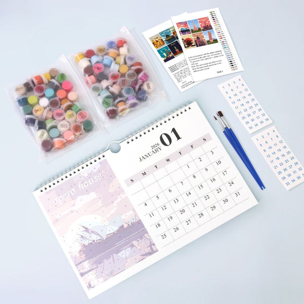 Paint by Numbers Calendar 2026 - Famous Landmarks