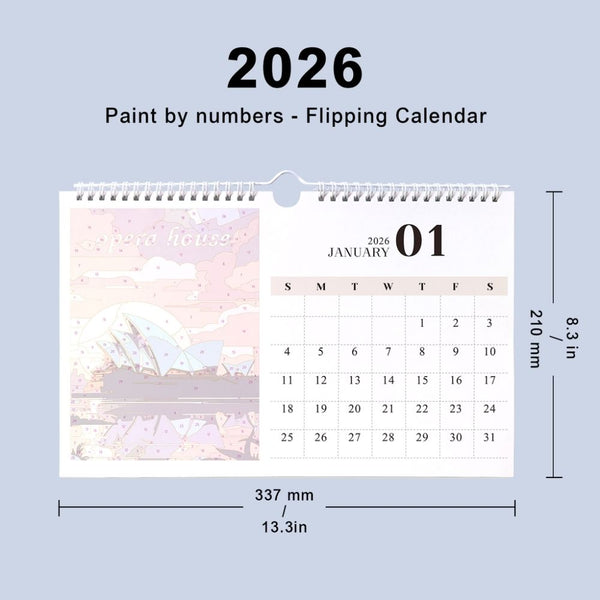 Paint by Numbers Calendar 2026 - Famous Landmarks
