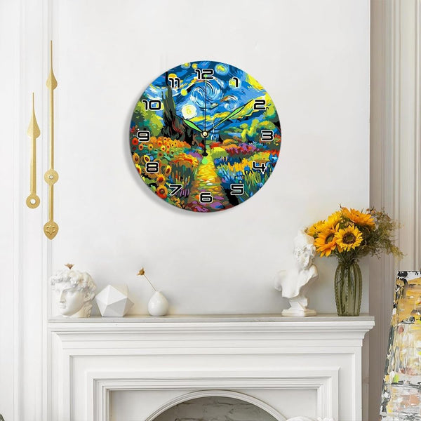 Paint by Numbers Clock - Starry Night & Sunflowers
