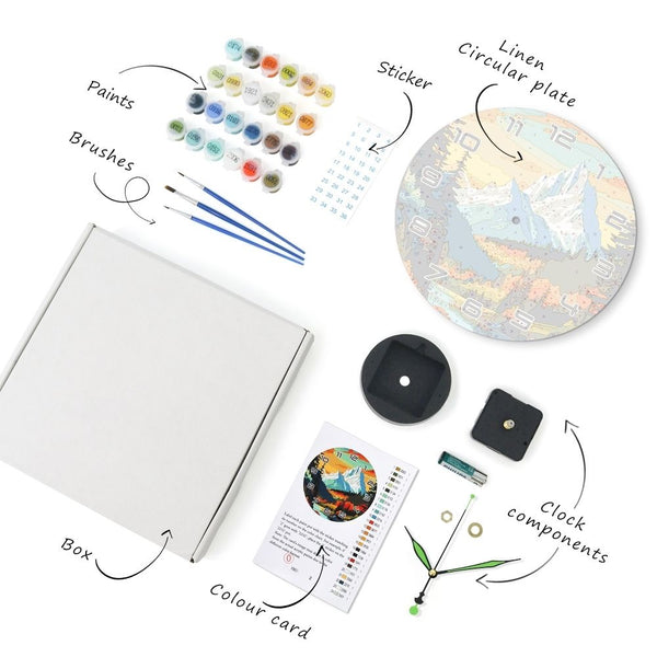 Paint by Numbers Clock - Twilight Mountain