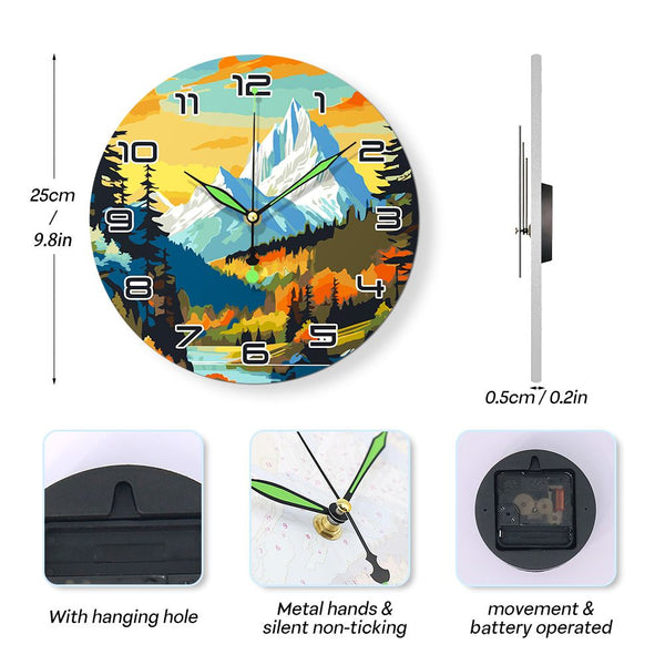 Paint by Numbers Clock - Twilight Mountain