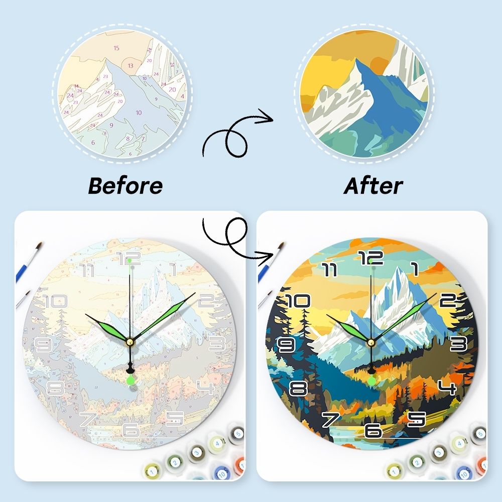 Paint by Numbers Clock - Twilight Mountain