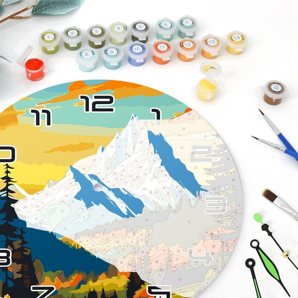 Paint by Numbers Clock - Twilight Mountain