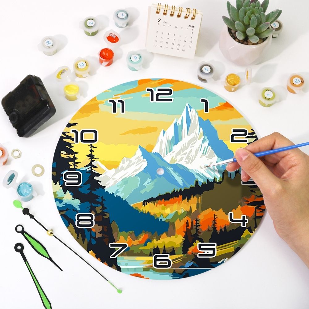 Paint by Numbers Clock - Twilight Mountain