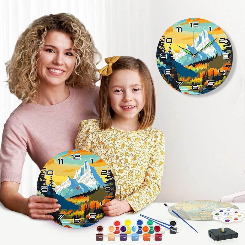 Paint by Numbers Clock - Twilight Mountain