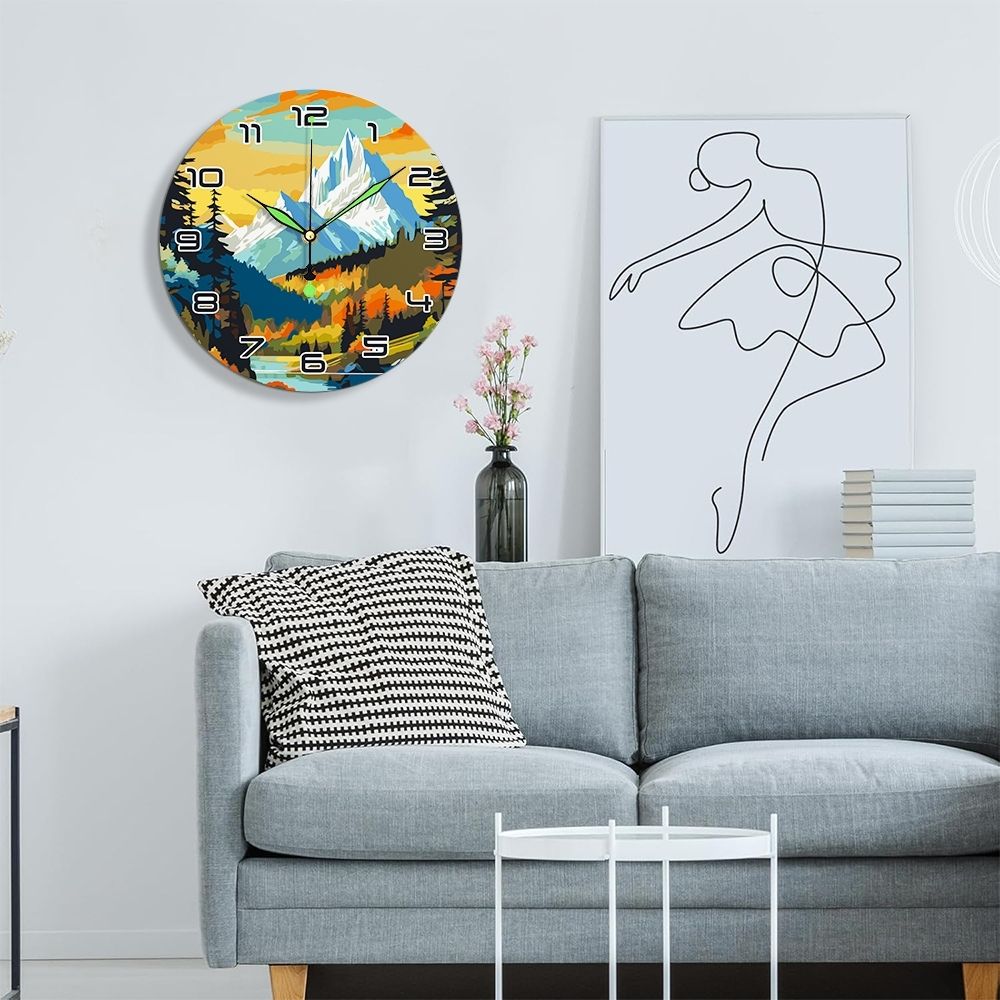 Paint by Numbers Clock - Twilight Mountain