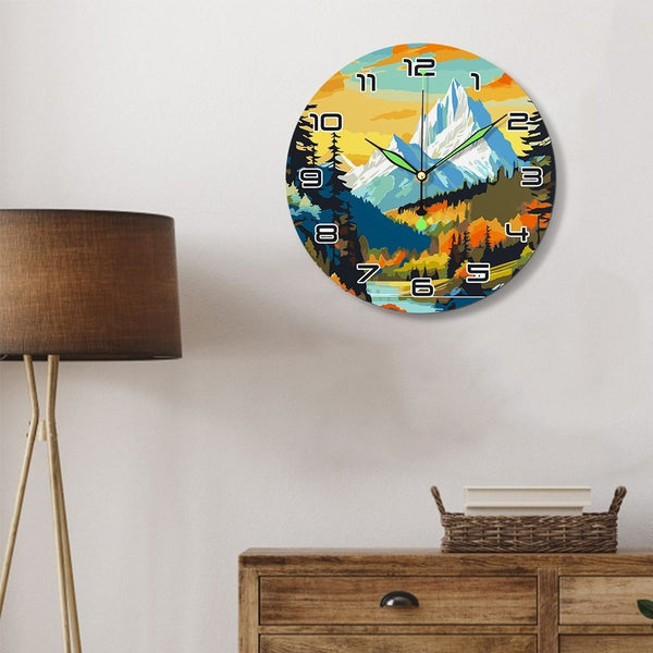 Paint by Numbers Clock - Twilight Mountain
