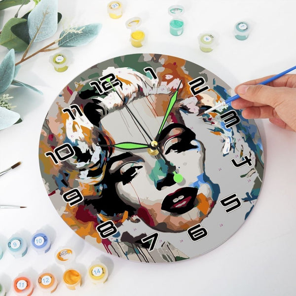 Paint by Numbers Clock - Marilyn Portrait Figured'Art