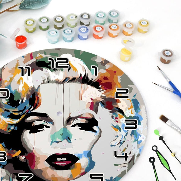 Paint by Numbers Clock - Marilyn Portrait