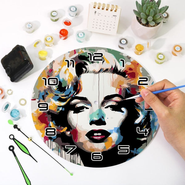 Paint by Numbers Clock - Marilyn Portrait