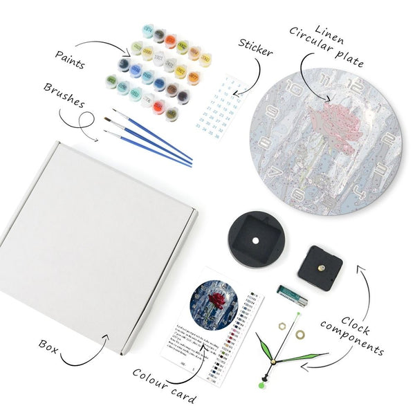 Paint by Numbers Clock - Enchanted Rose
