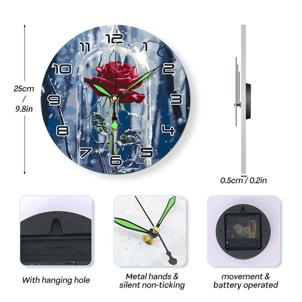 Paint by Numbers Clock - Enchanted Rose