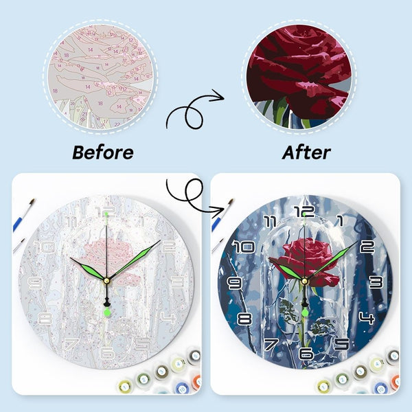 Paint by Numbers Clock - Enchanted Rose