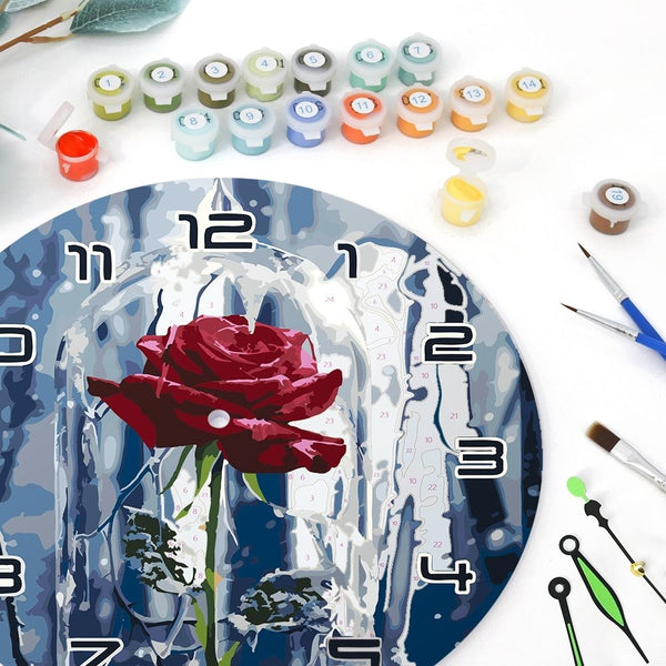 Paint by Numbers Clock - Enchanted Rose