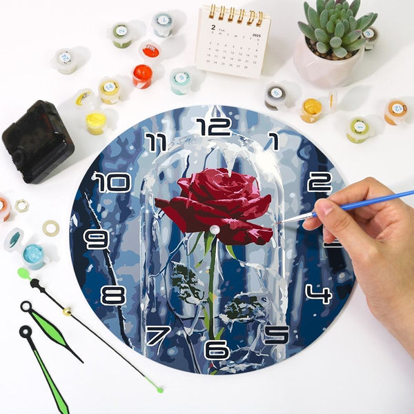 Paint by Numbers Clock - Enchanted Rose